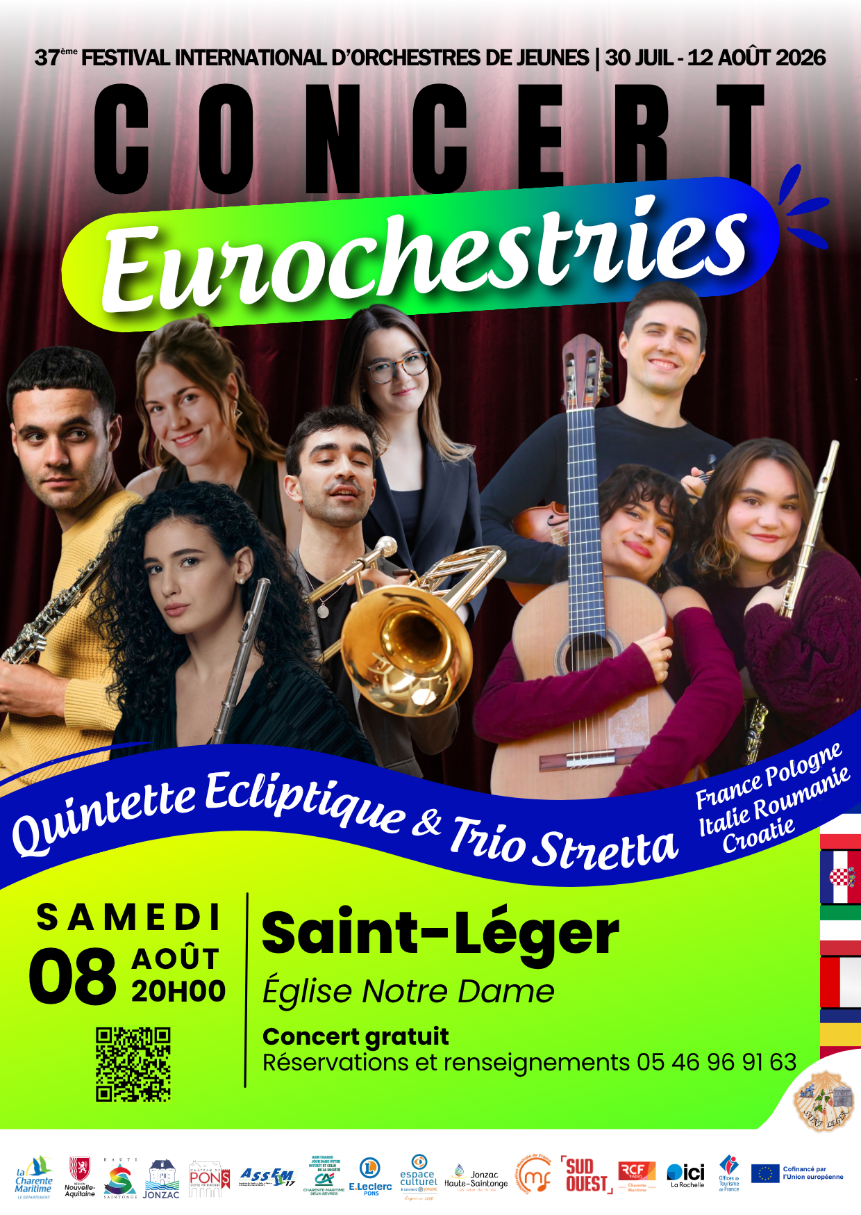 Concert du Trio "Stretta" (Croatie) et du Quintette "Ecliptique" (France, Italie, Pologne et Roumanie) - 37ème festival international des Eurochestries