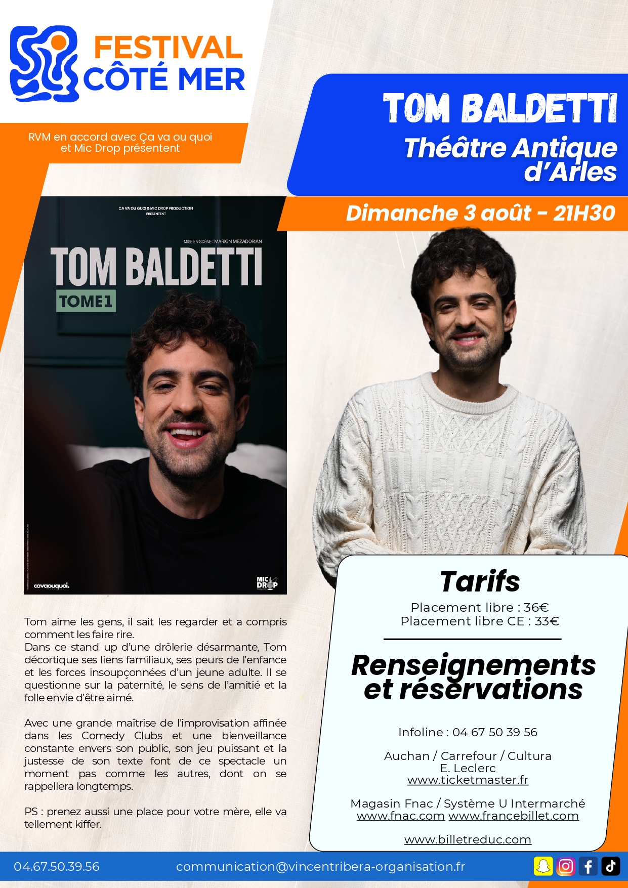 Festival Côté mer : Tom Baldetti au Théâtre Antique