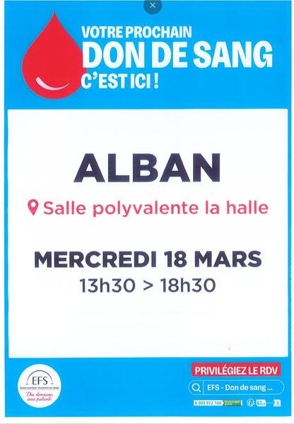 Don du sang à Alban