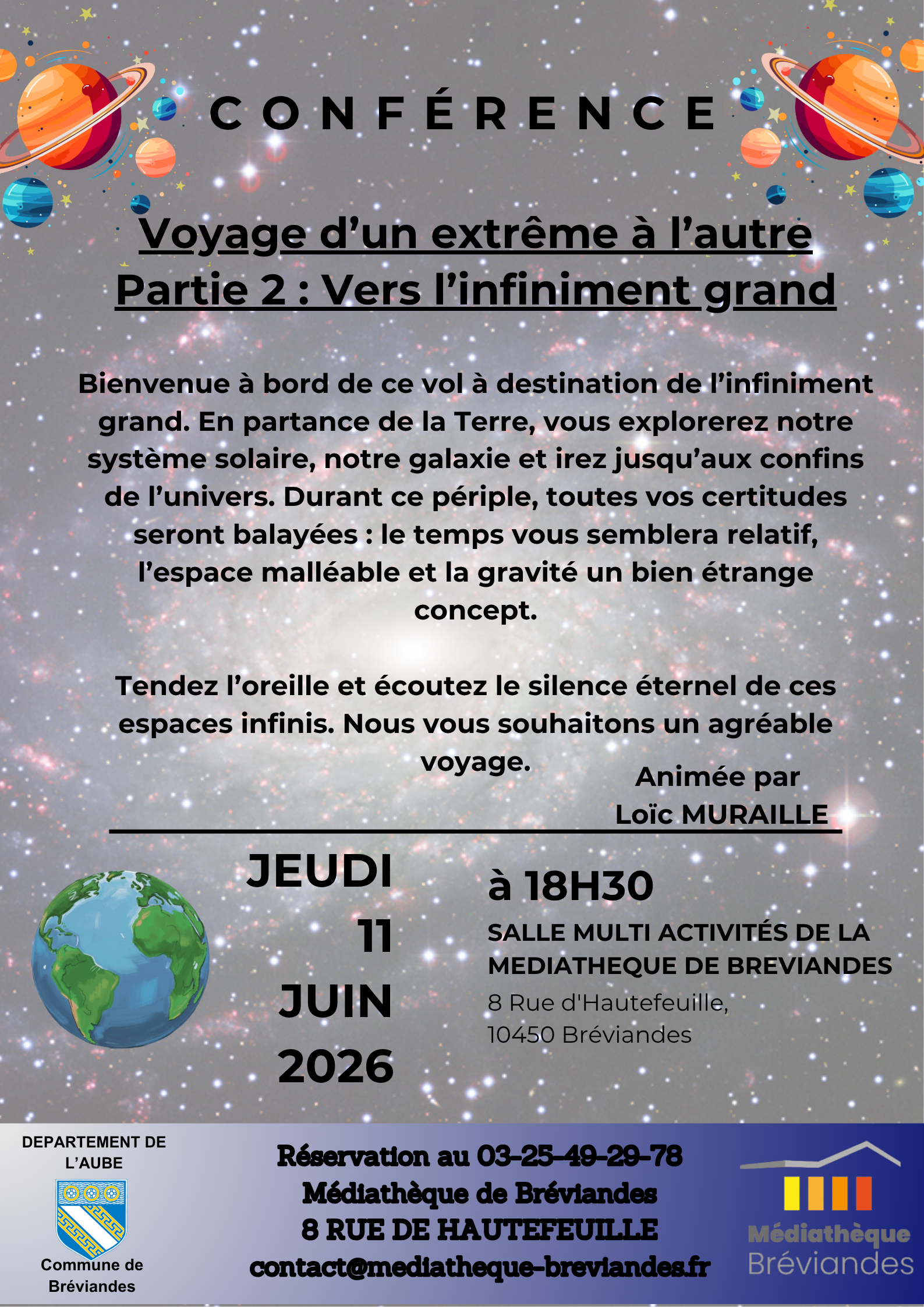 Conférence sur l'infiniment grand avec le conférencier Loic MURAILLE
