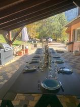 Abri avec barbecue, plancha et cuisine d'été