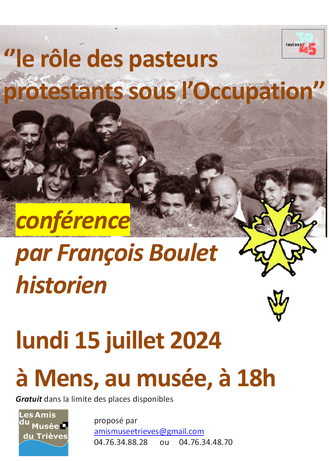 Conférence " Le rôle des pasteurs protestants pendant la guerre et le refuge."