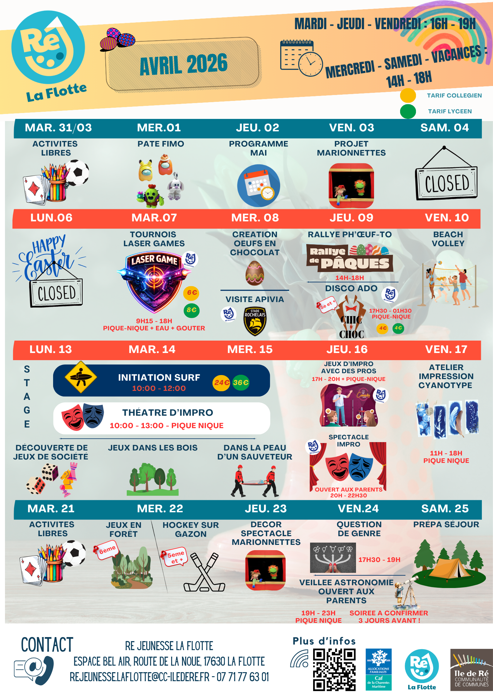 Animations de Ré Jeunesse à La Flotte - Avril