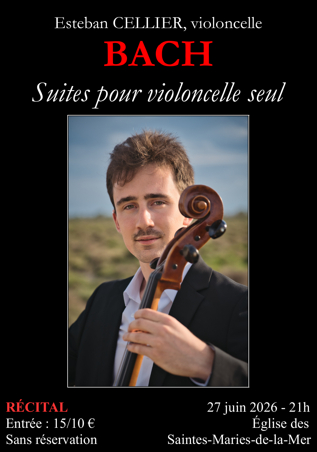 Esteban Cellier, violoncelle – BACH : Suites pour violoncelle seul