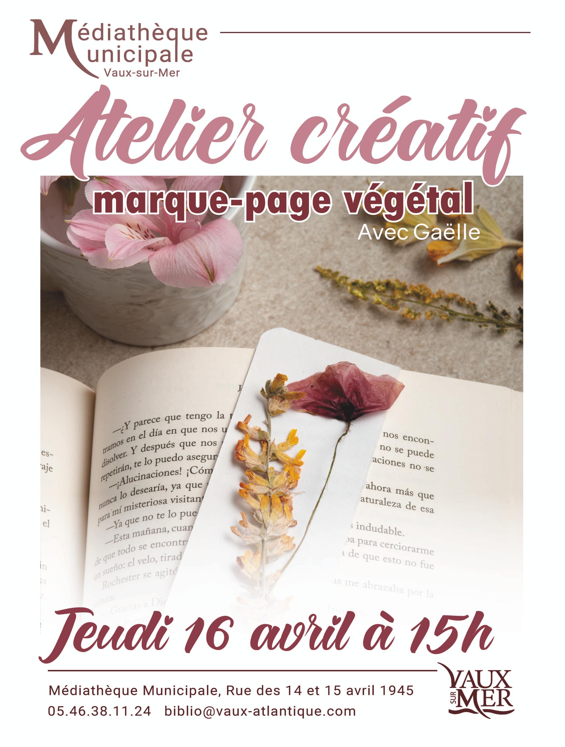 Atelier créatif marque-page végétal