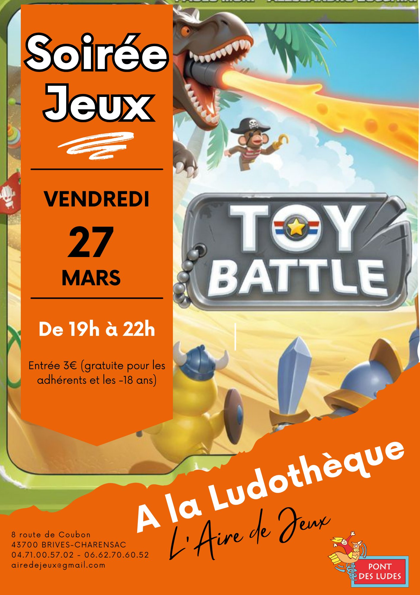 Soirée jeux à la ludothèque l'Aire de Jeux