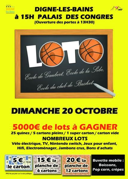 Loto des écoles de Gaubert, la Sèbe et du Basket