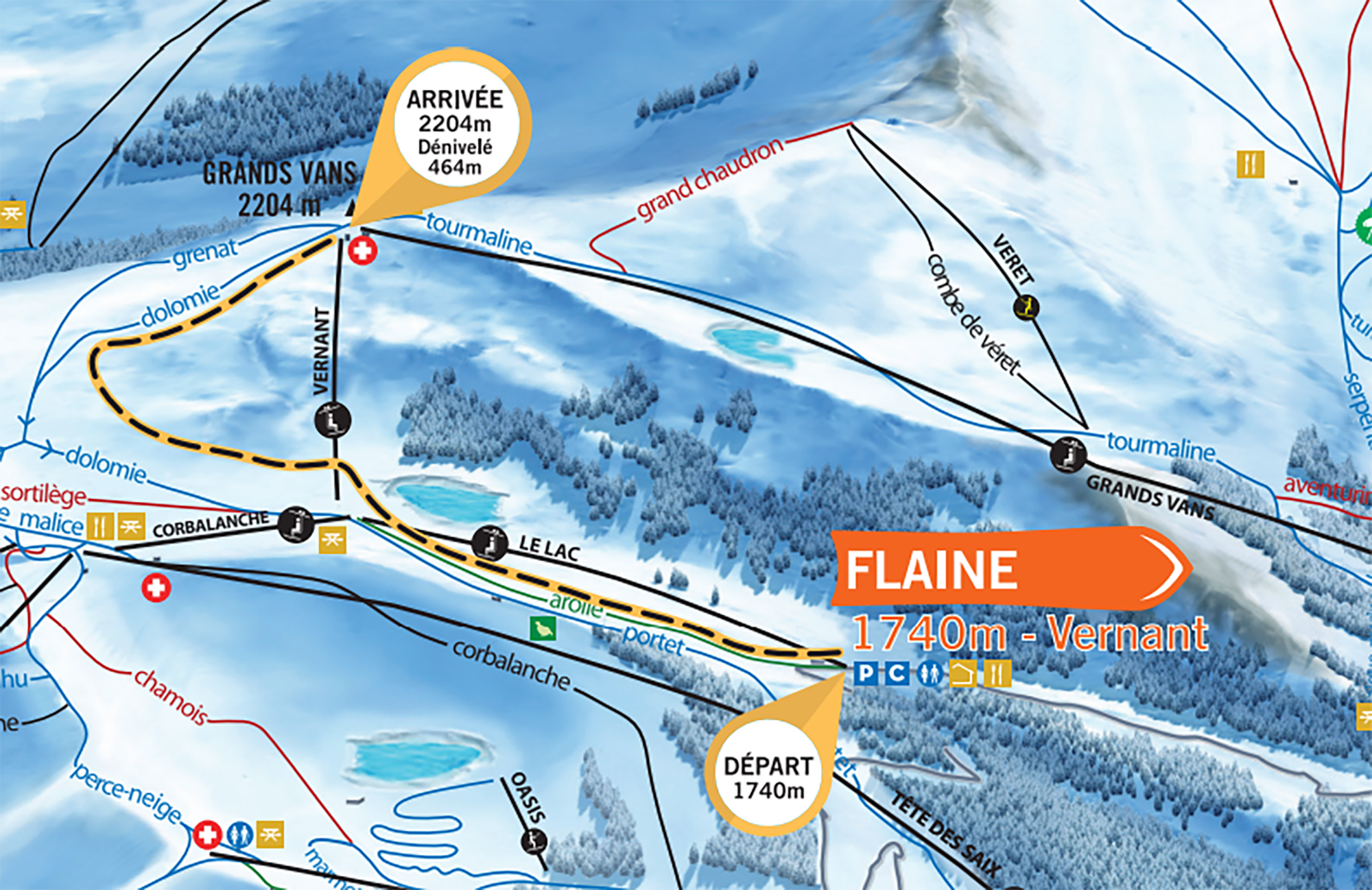 Ski Touring Route: Ascent of the Grands Vans