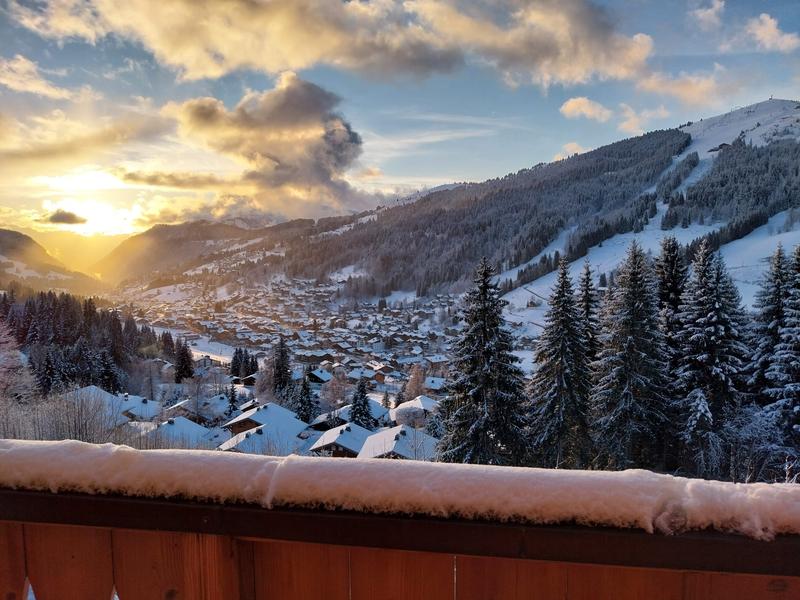 HIVER COUCHER DE SOLEIL VU DU CHALET