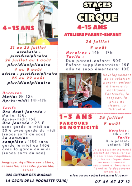 stage de cirque acrobatie et pluridisciplinaire chez Acrobate-Circus