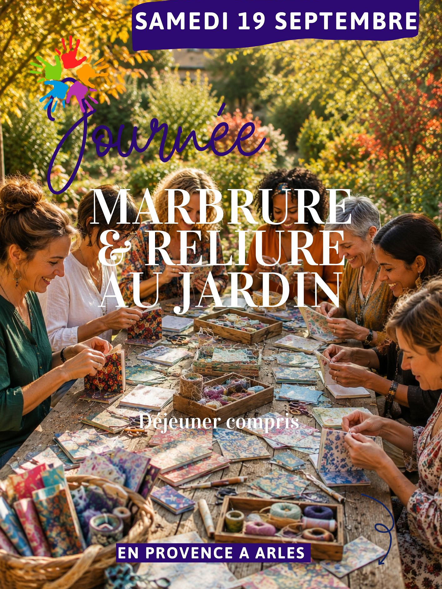 Journée marbrure & reliure au jardin