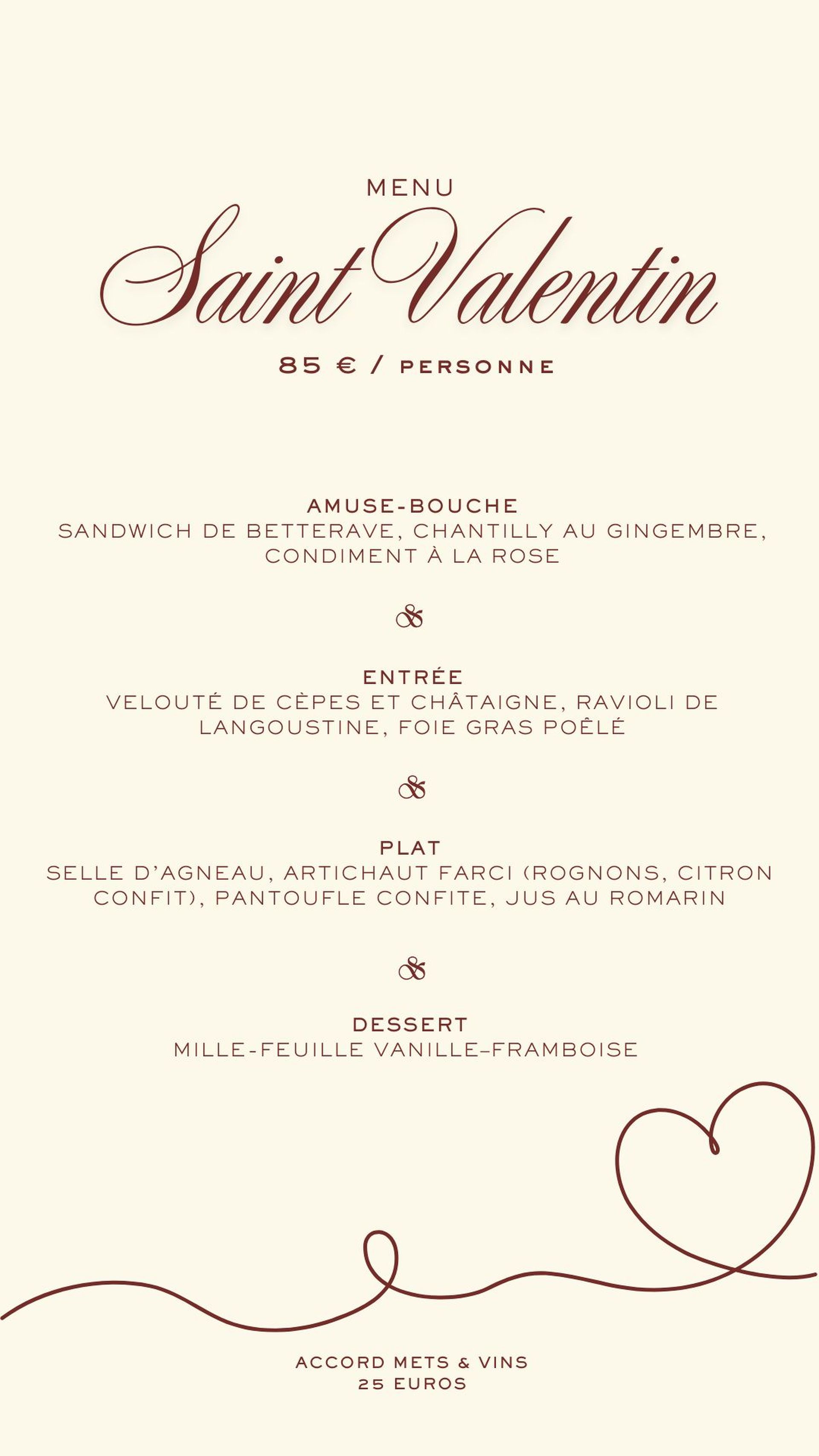 Dîner de la Saint-Valentin au restaurant O'père Cuisine D'amour