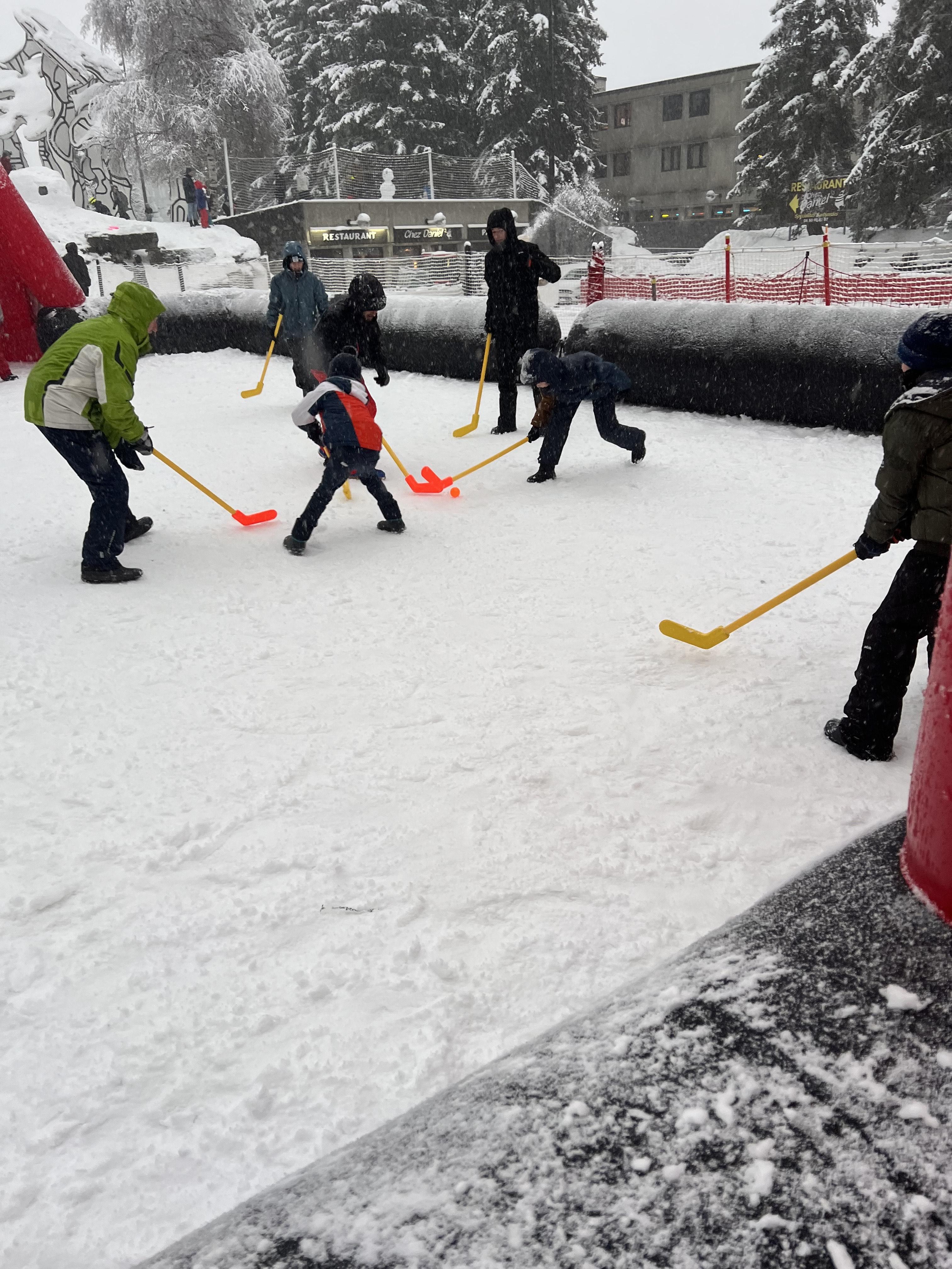 Snow skate hockey