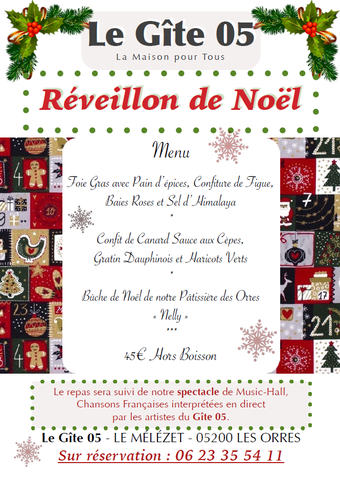 Dîner-spectacle Réveillon de Noël au Gîte 05_Les Orres