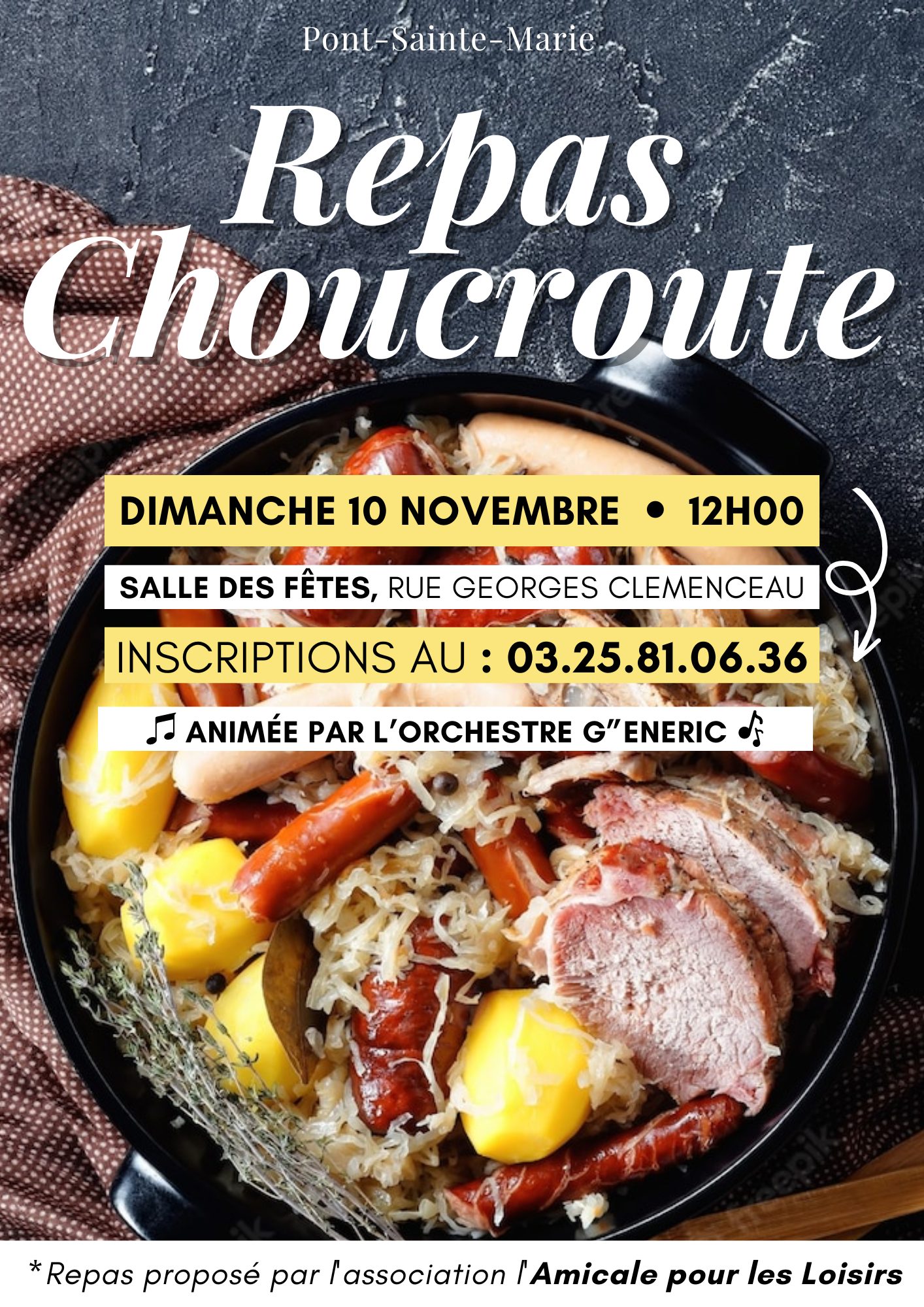 REPAS CHOUCROUTE Le 10 nov 2024