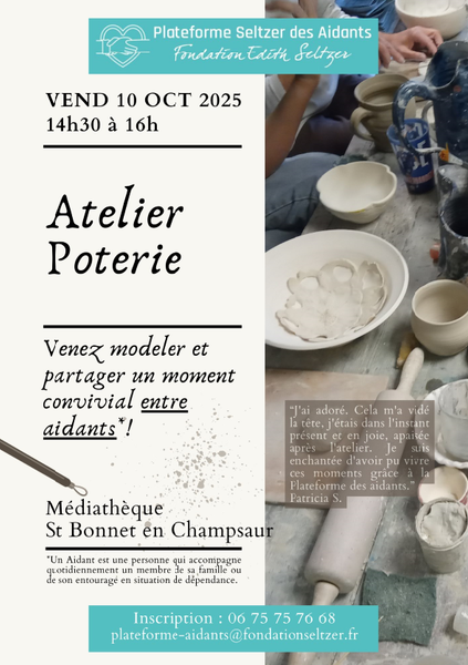 Atelier poterie. Venez modeler et partager un moment convivial entre aidants !_Saint-Bonnet-en-Champsaur