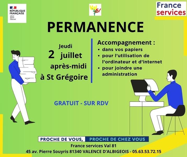 Permanence à Saint-Grégoire - France Services Val81