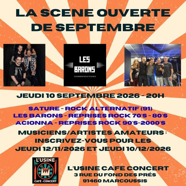La scène ouverte de Septembre avec SATURE, LES BARONS et ACIONNA