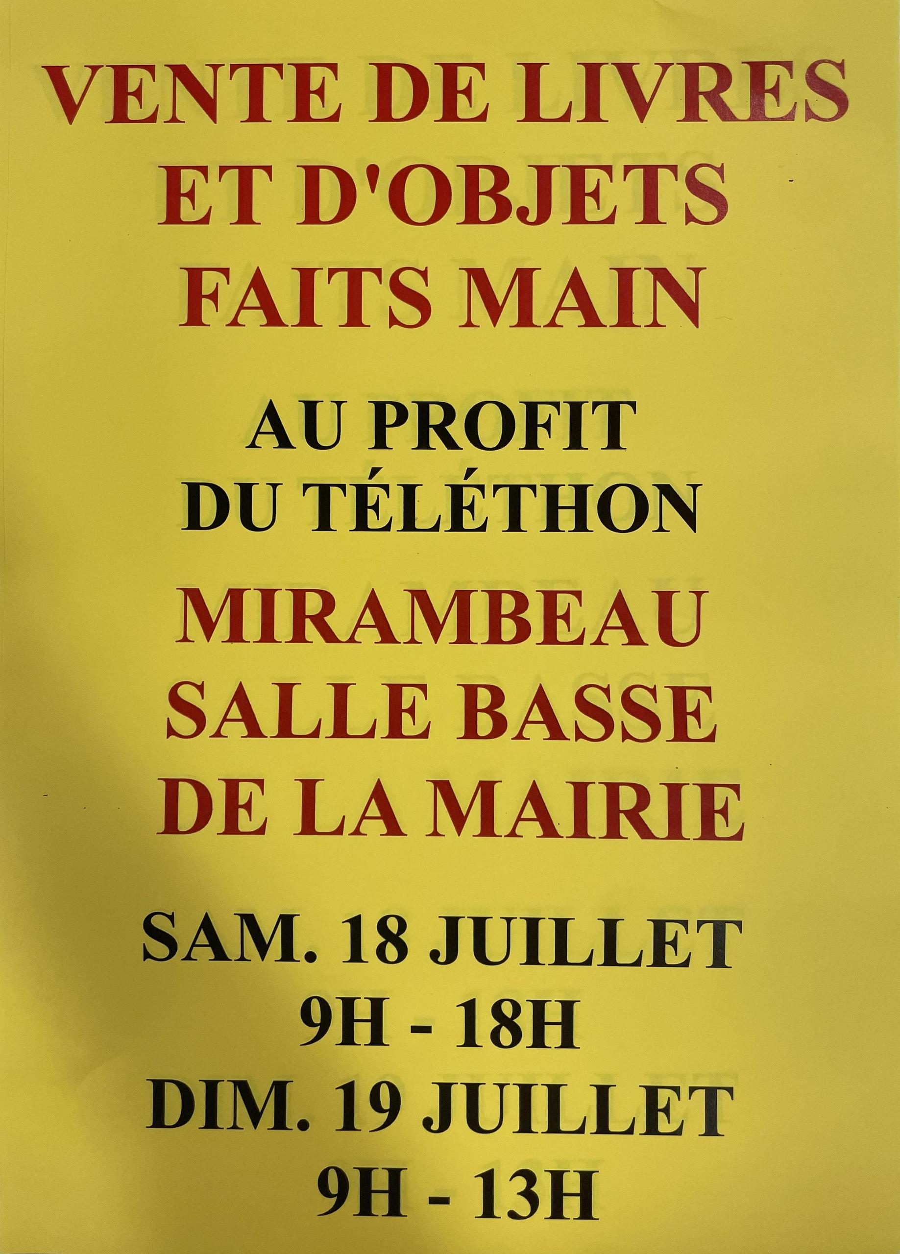 Vente de livres et d'objets faits main au profit du téléthon