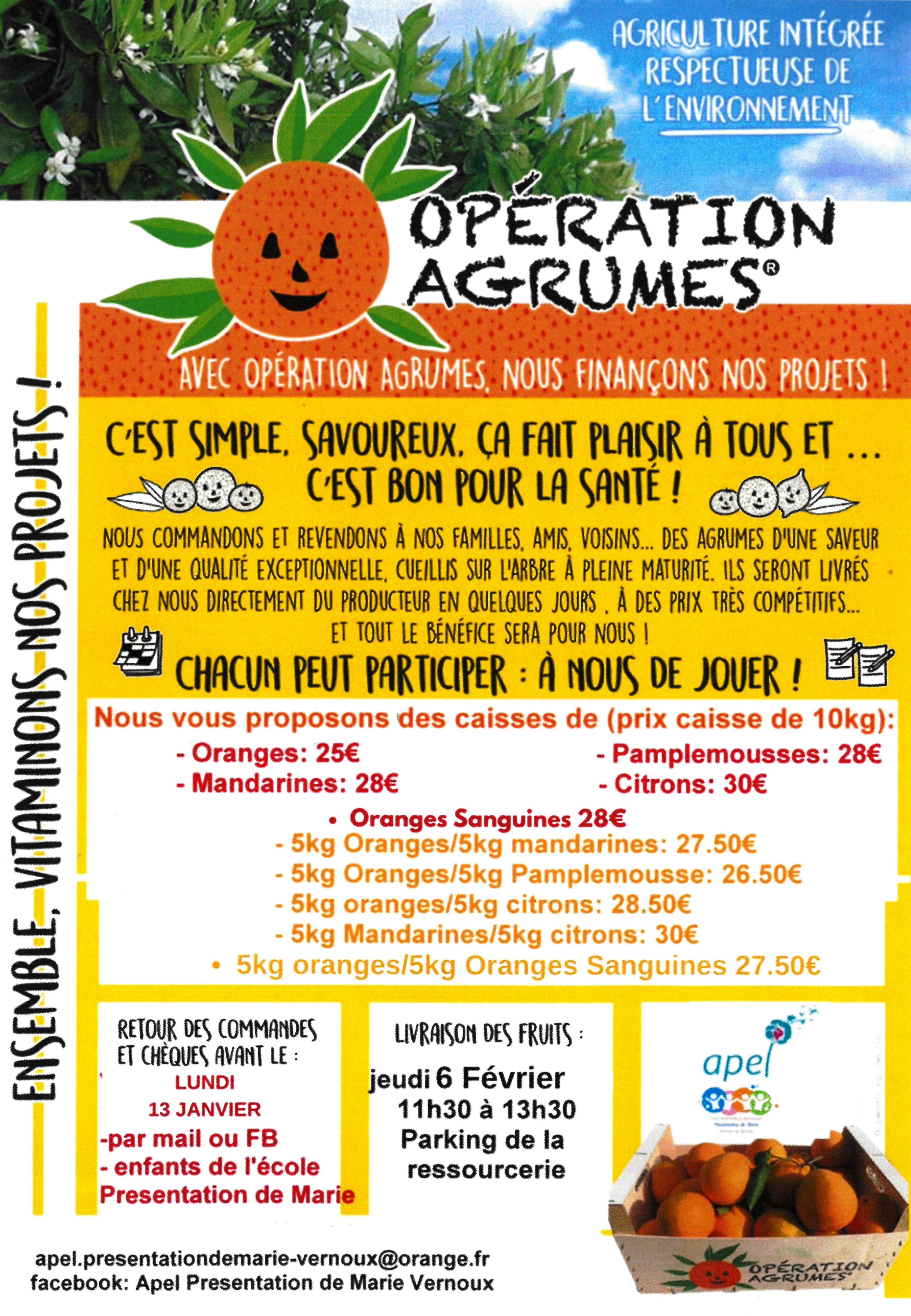 Alle leuke evenementen! : Opération agrumes : vente d'agrumes au profit de l'association APEL