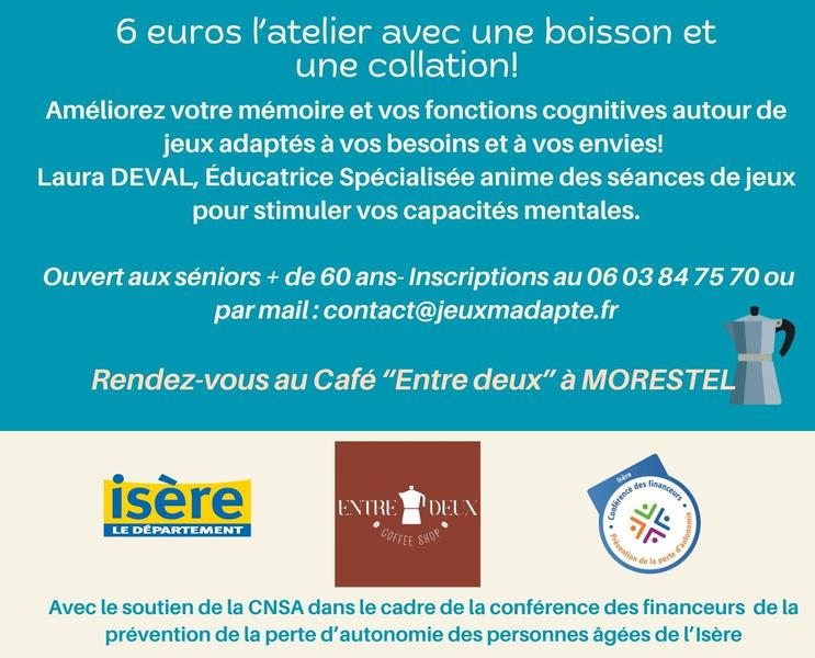 Information : Atelier jeux pour seniors au restaurant Entre Deux_Morestel Information : Atelier jeux pour seniors au restaurant Entre Deux_Morestel