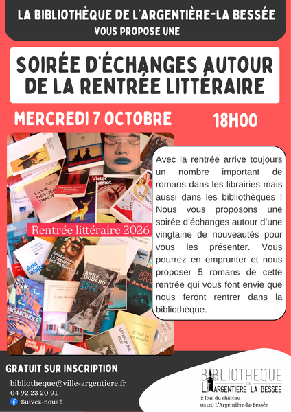 Soirée d'échanges autour de la rentrée littéraire