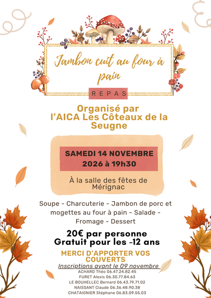 Repas (jambon cuit au four à pain)