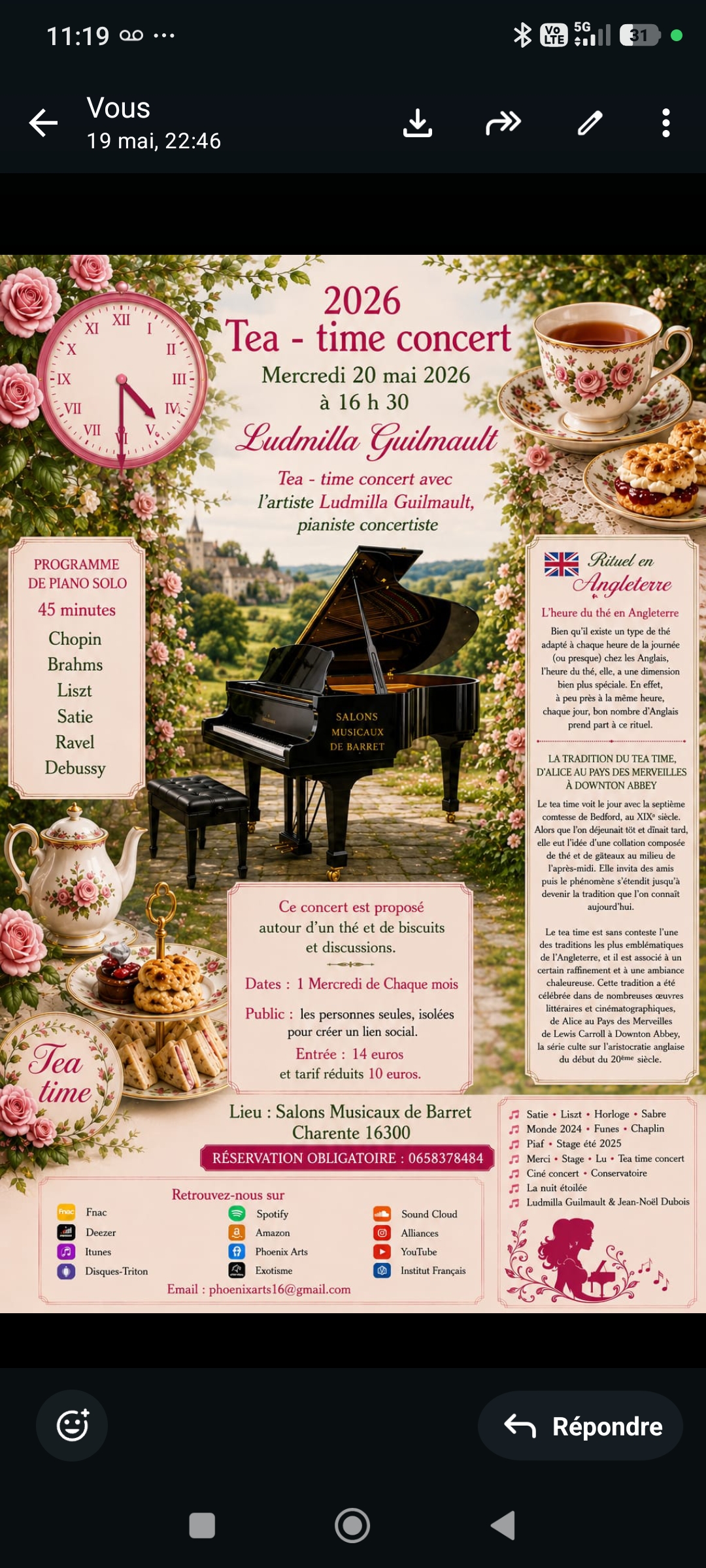 Tea Time piano concert, discussions