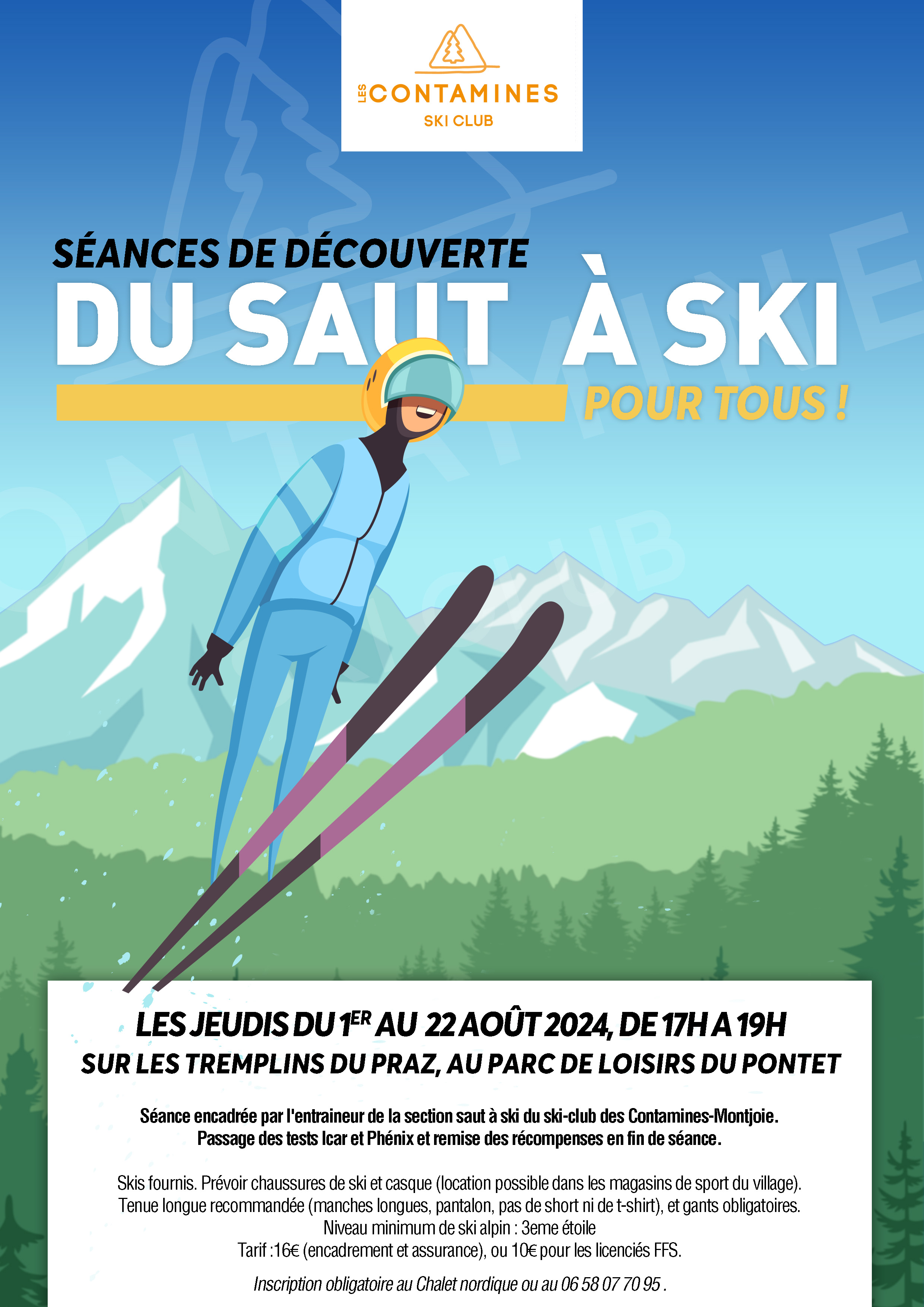 Affiche Initiations saut à ski - été 2024