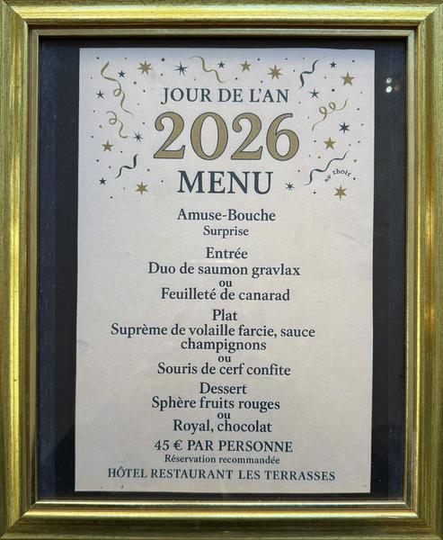 Menu du Jour de l'An aux Terrasses_Laragne-Montéglin - © Restaurant Les Terrasses