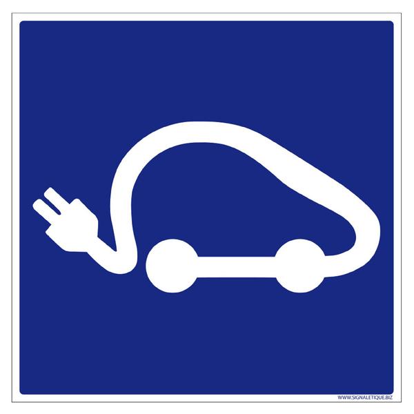 Image panneau-zone-borne-chargement-voiture-electrique-sticker-zone-voiture-electrique-chargement-pvc-alu