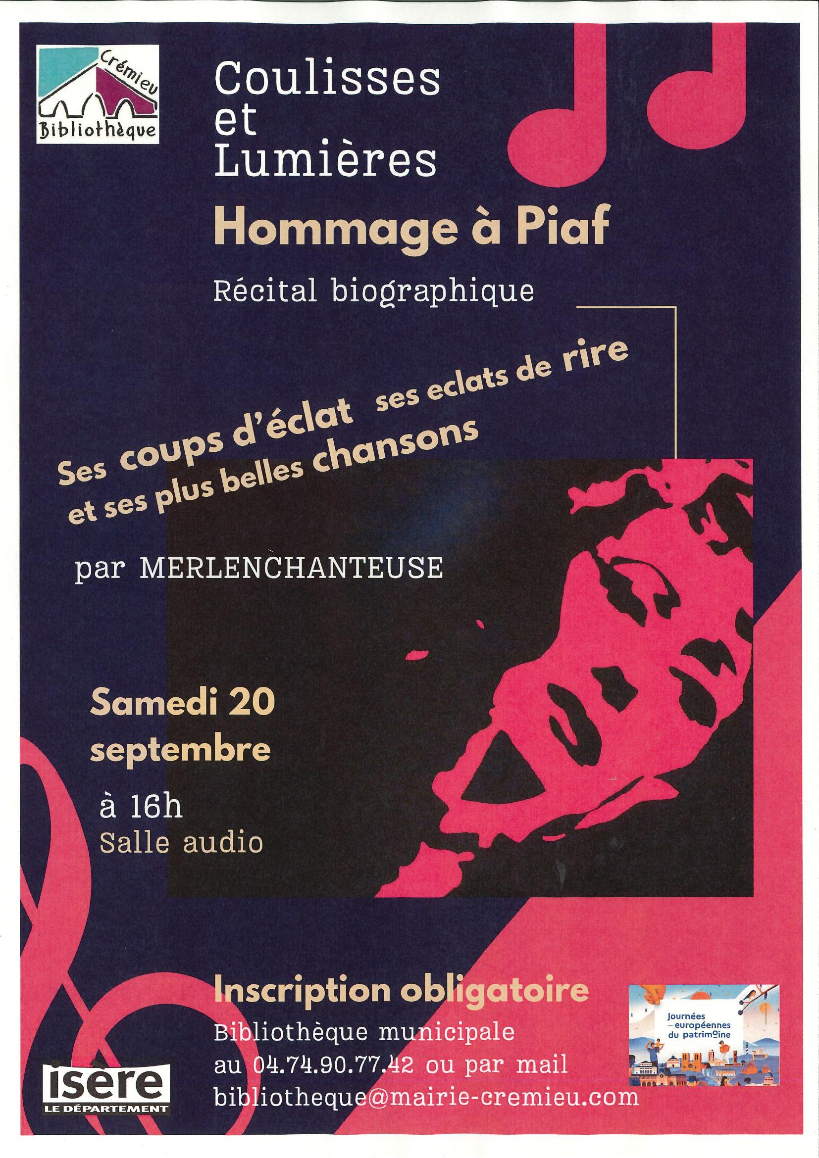 Spectacle musical : hommage à Edith Piaf_Crémieu - Balcons du Dauphiné