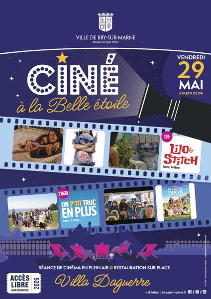Affiche Soirée cinéma en plein air : "Ciné à la Belle étoile" à Bry-sur-Marne 