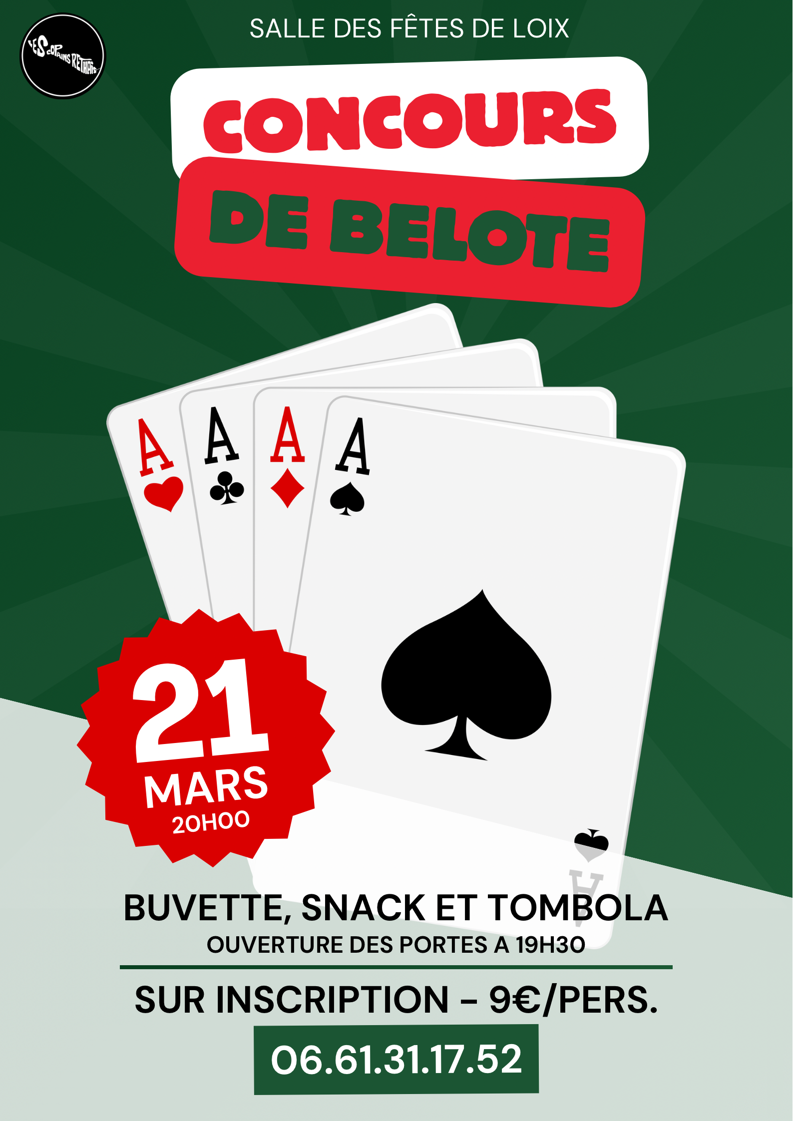 Concours de belote par les Copains Réthais