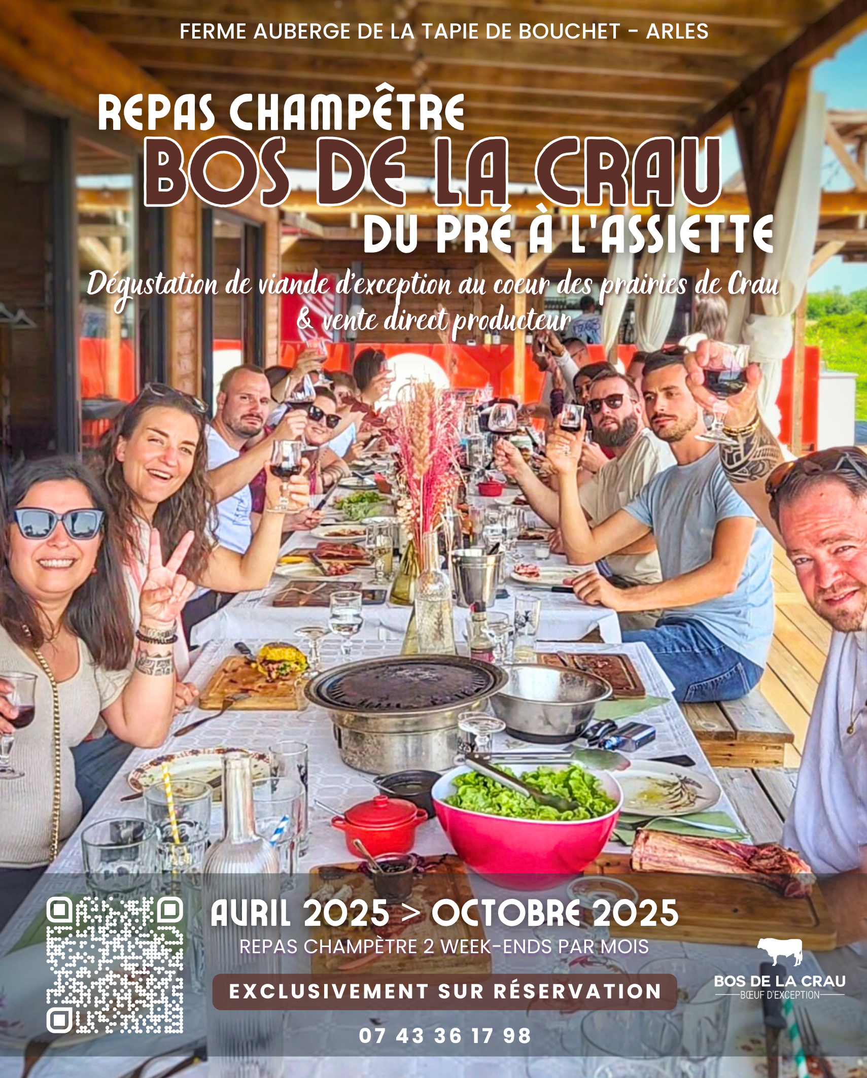 Repas Champêtres au coeur des prairies de Crau – Bos de la Crau (Mas-Thibert-Arles)