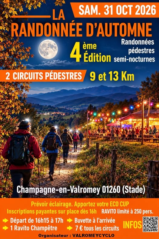 Randonnée d'automne semi-nocturne avec ravito-champêtre