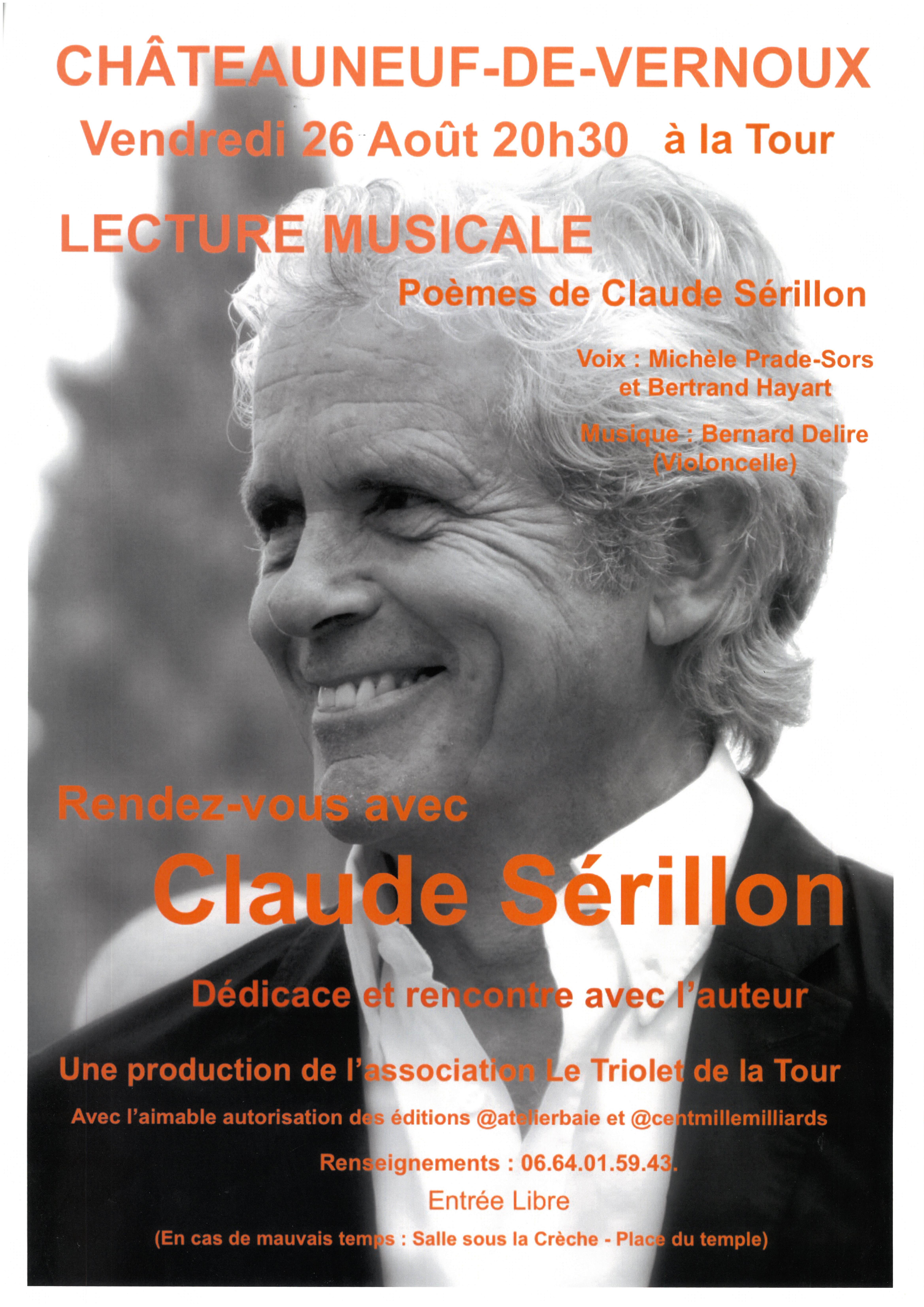 Events…Put it in your diary : Lecture musicale Poèmes de Claude Sérillon