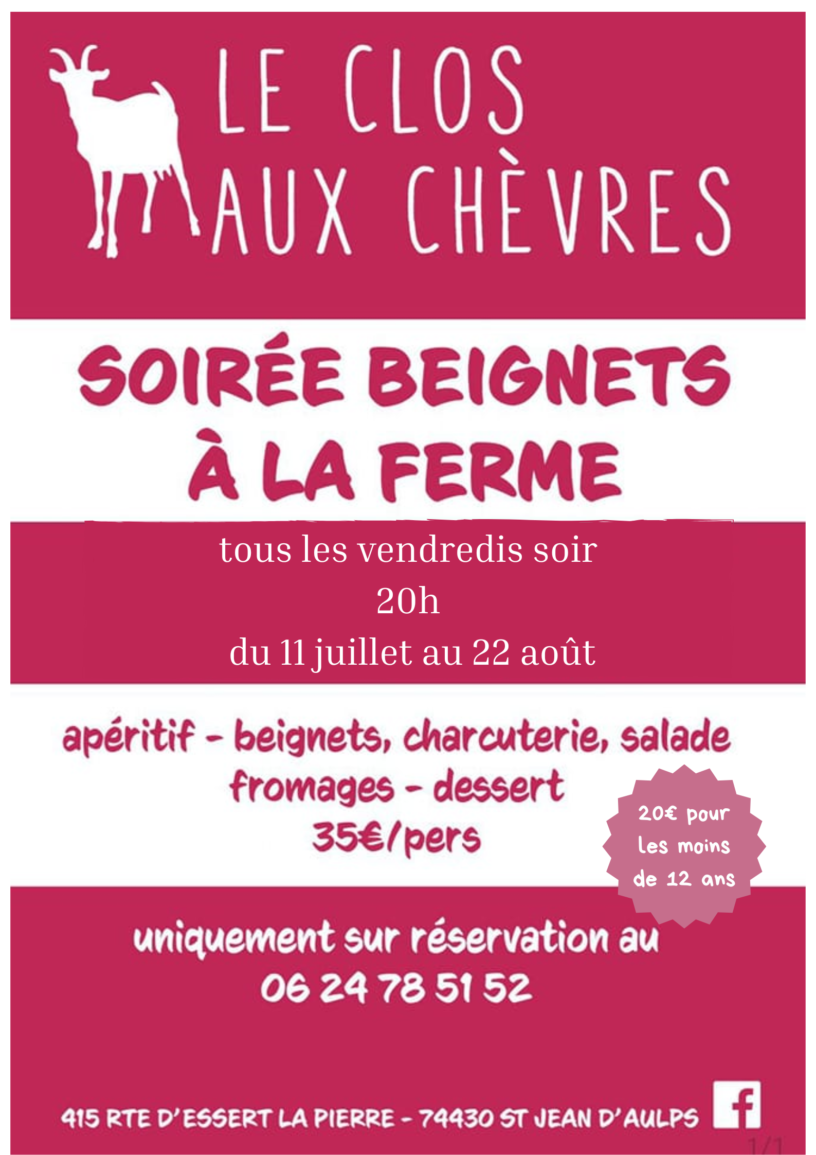 Come and enjoy a home-cooked menu at the Clos aux chèvres every Friday from july 11th to august 22nd during the potatoe fritters evenings.