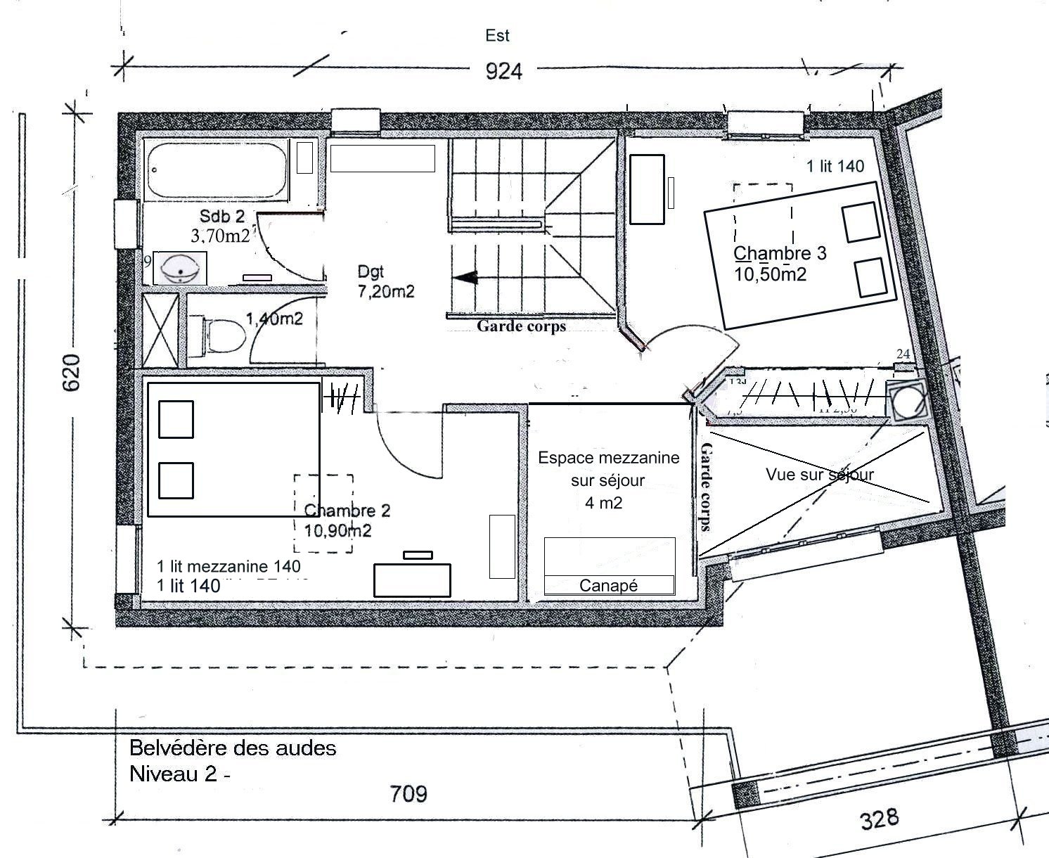 Plan niveau 2 - Chalet Le Belvédère des Audes SAINT-ANDRÉ-D'EMBRUN