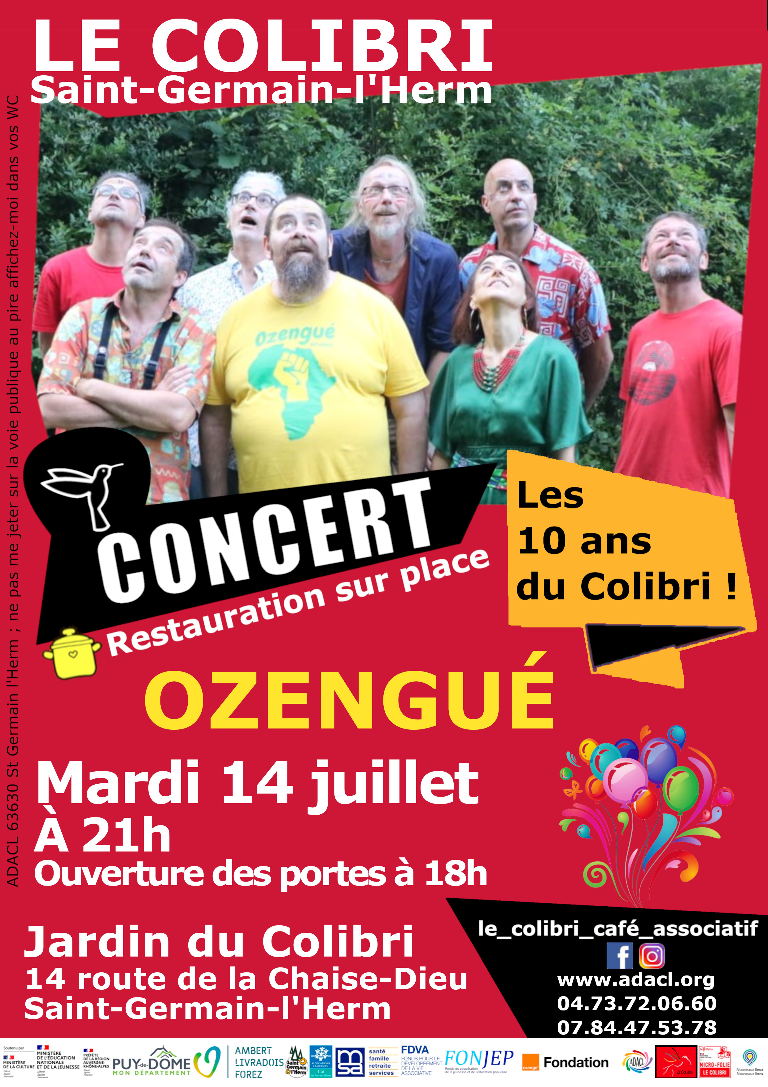Les 10 ans du Colibri ! Concert de Ozengué