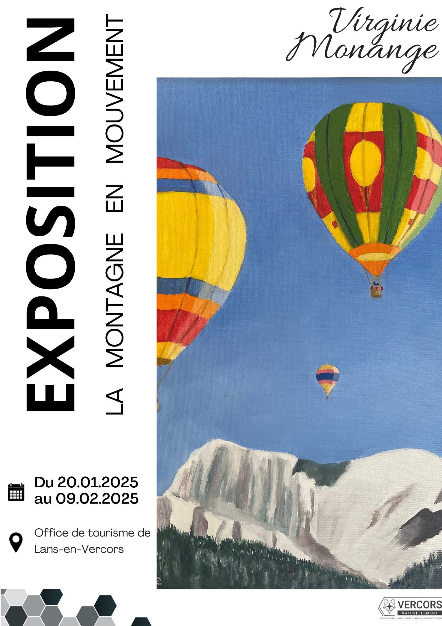 Affiche de l'exposition de peinture de Virginie Monange - La montagne en mouvem…