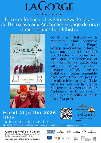 Film conférence "Les semeuses de joie" de l'Himalaya aux Andamans, voyage de onze amies nonnes bouddhistes au Centre Culturel de la Gorge_Les Contamines-Montjoie