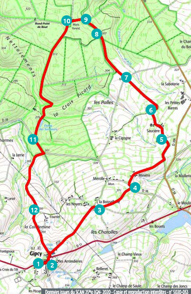 Plan circuit Bocage et forêt Gipcy 2024