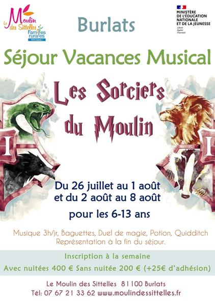 Séjour vacances musical les sorciers du moulin