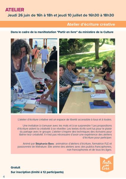 Atelier d'écriture créative