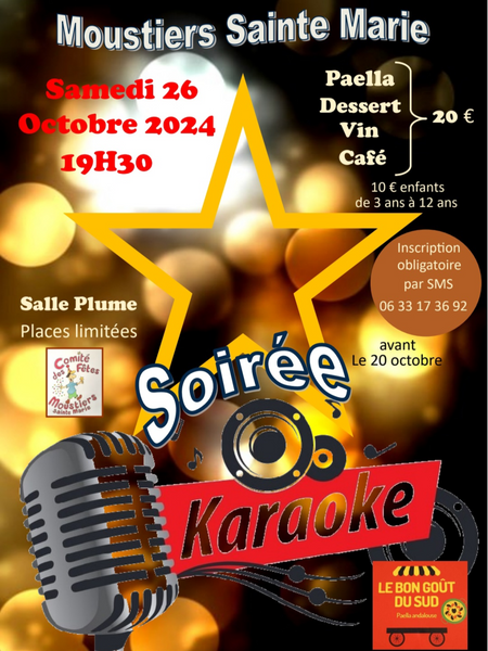 Soirée Karaoké avec repas &excl Le 26 oct 2024