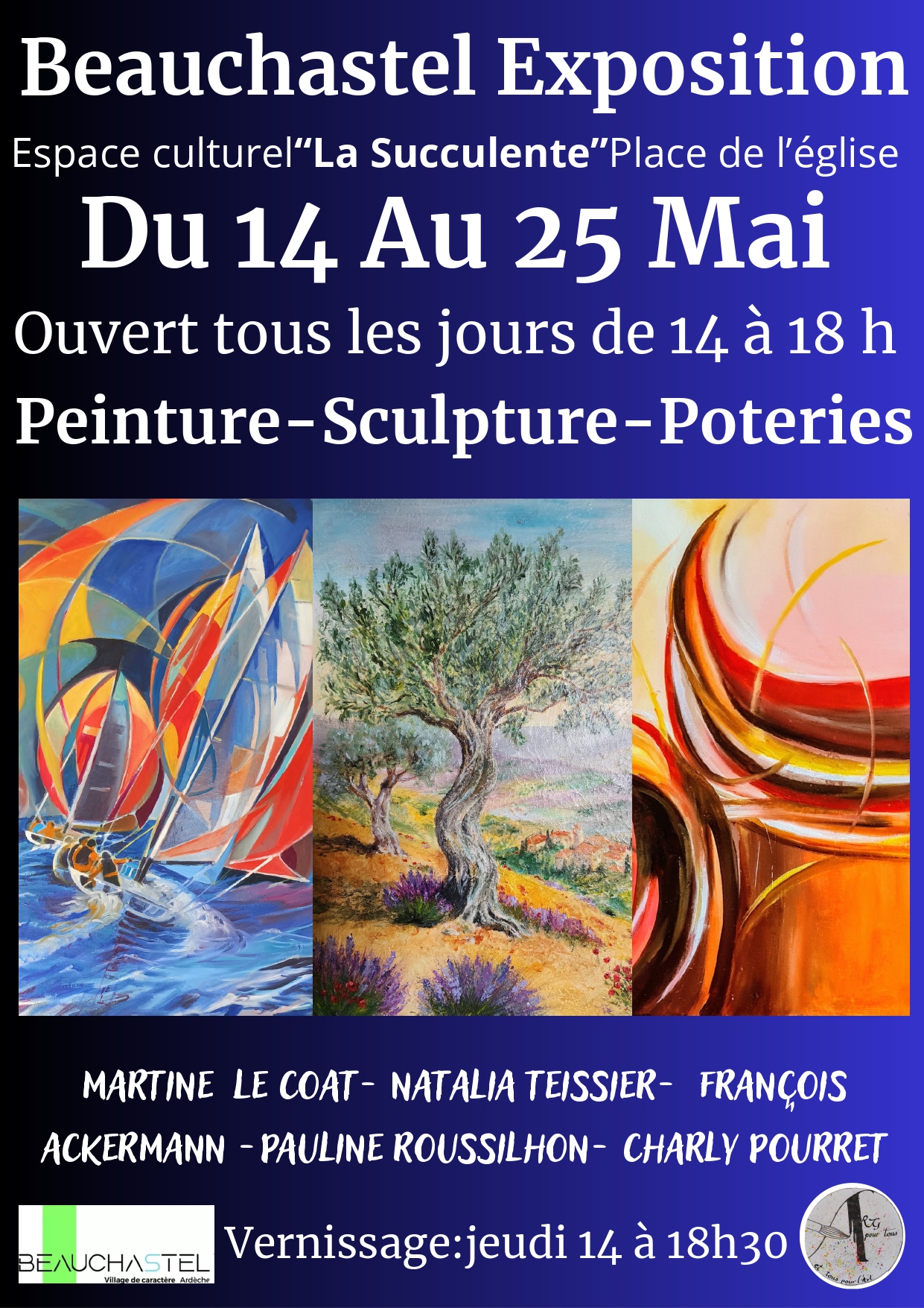 Exposition peintures, scultpures et poteries