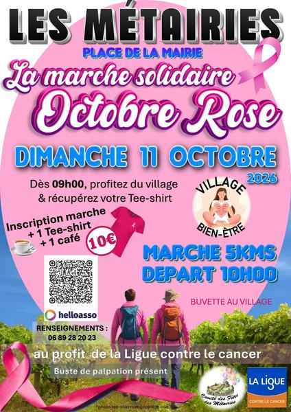 Marche solidaire Octobre Rose | Les Métairies