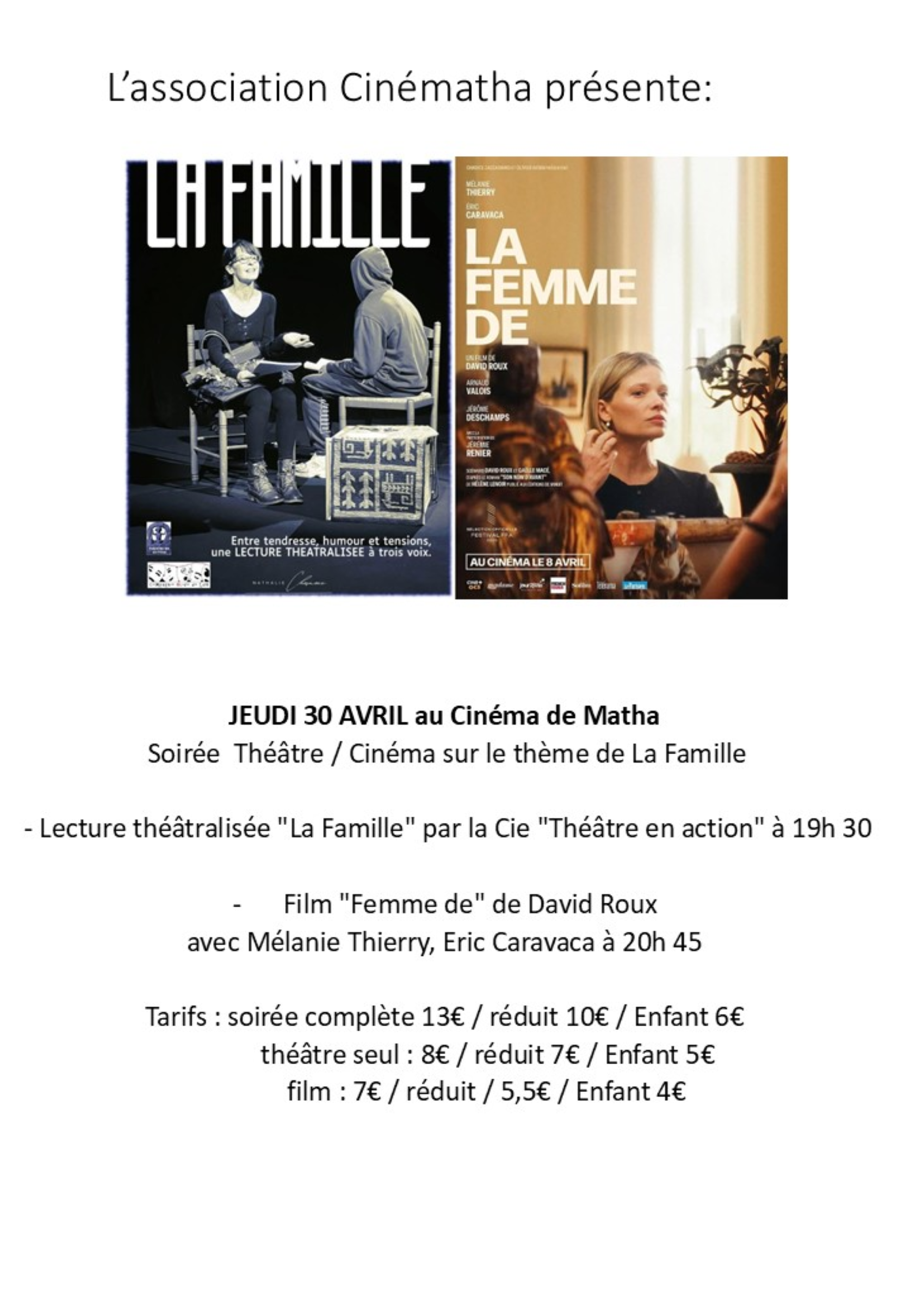 soirée théatre et projection cinéma