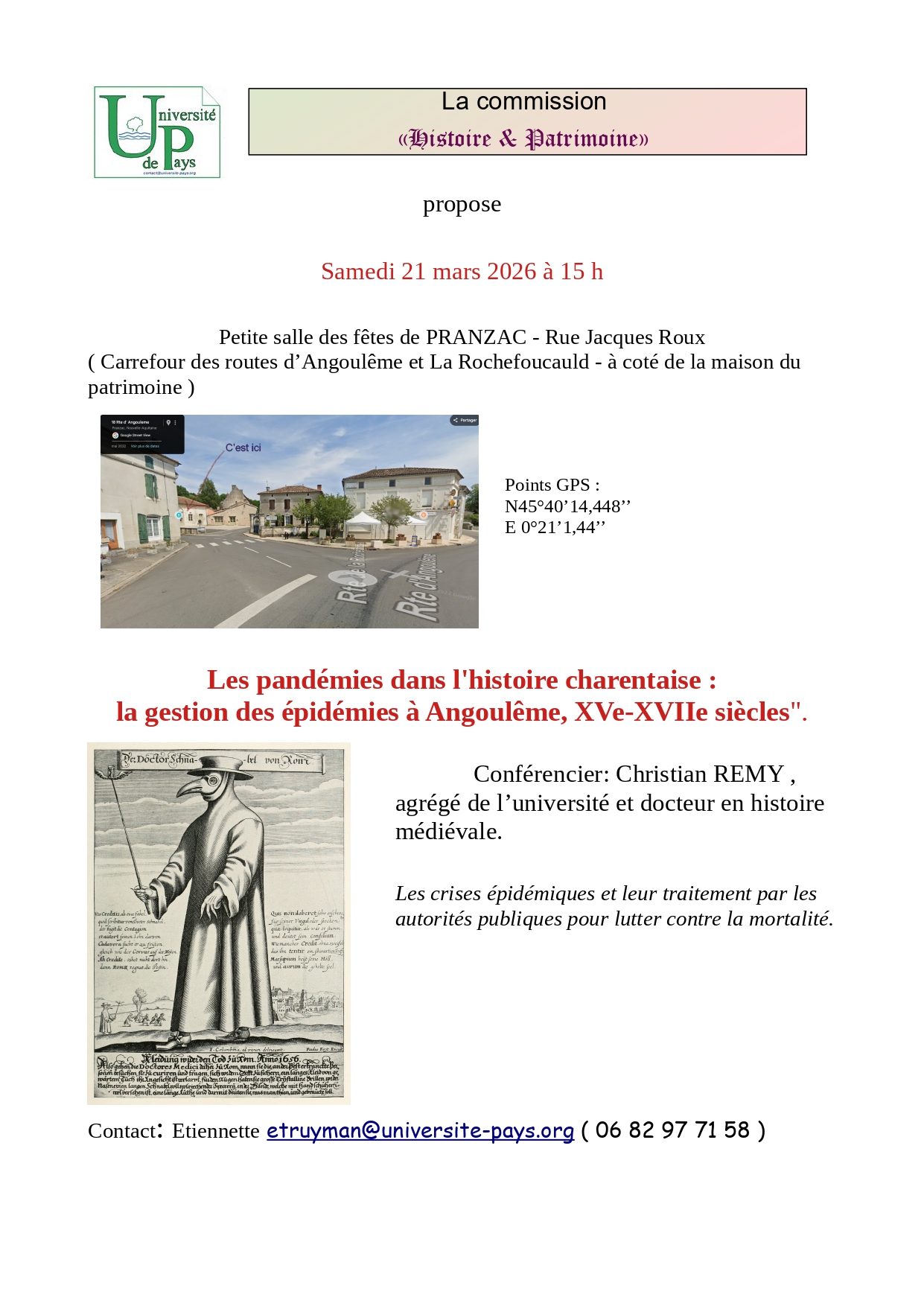 Les pandémies dans l'histoire Charentaise